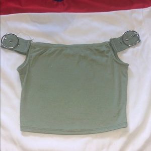 Olive Green Off Shoulder Crop Top